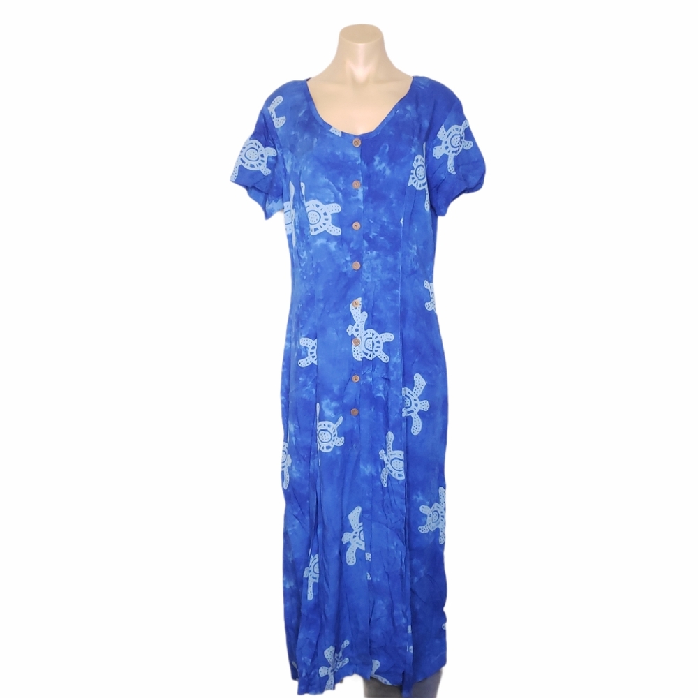 Vintage Pineapple Passion Hawaiian Maxi Dress L
